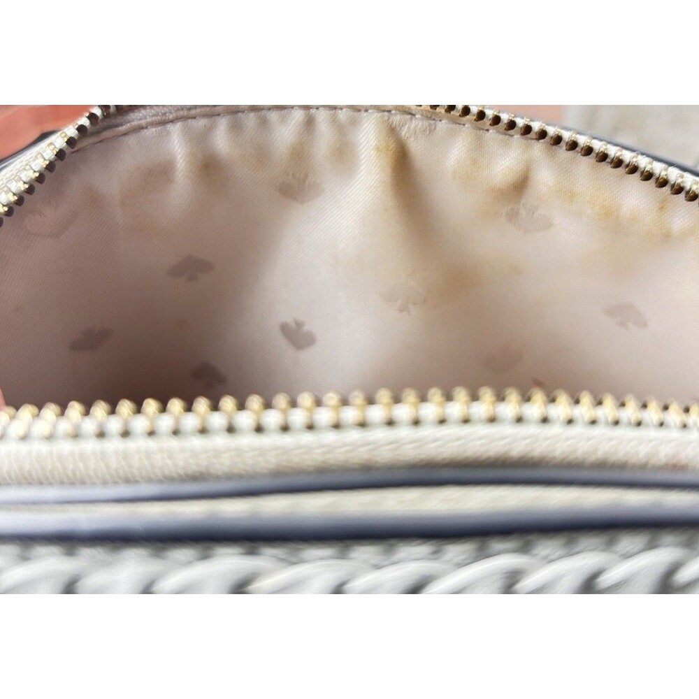 Kate Spade New York Sylvia Straw Dome Crossbody White Leather And Rafia - Picture 10 of 11